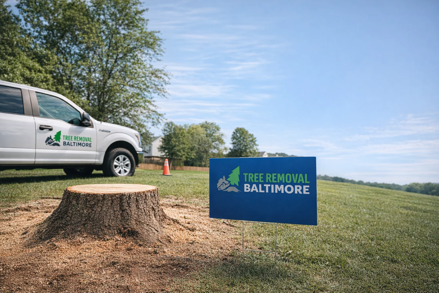 Tree trimming crew working in Baltimore